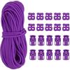 PATIKIL Fermacavo a Molla Plastica 16 Iarde e 10pz Fermacorda a Foro Singolo e 10pz Fermacorda a Molla a Doppio Foro per Paracord, Lacci Scarpe, Abbigliamento, Zaini, Borse, Viola