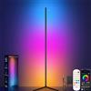 Tyute Lampada da terra a LED per soggiorno, lampada angolare RGB dimmerabile con telecomando e controllo app, sincronizzazione musica, modalità fai da te e funzione temporizzazione per camera da letto