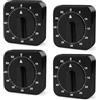 WIYETY Timer meccanico da cucina a breve termine, analogico: 4 pezzi, timer per 60 minuti, funzione sveglia a breve termine per la casa, lo sport, lo studio (nero)