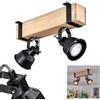 HOFSTEIN Plafoniera Safari, moderna lampada da soffitto in metallo/legno, colore nero/naturale, plafoniera dal design industriale con schermi regolabili, 2 luci, 2 lampadine GU10 senza lampadina
