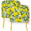 PARAMAISON Cuscini Coprisedia Shabby Chic Country Limoni, Volant ai Bordi, Imbottito, con Laccetti, Sfoderabile, 40x40 cm, Set da 6 pezzi