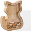Volumoon Salvadanaio in Legno, Personalizzato, Gatto, Apribile Trasparente, Animali per Ragazzi e Ragazze, Regalo/Decorazione Domestica/Ricordo