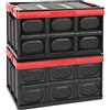 Tuevob 2 contenitori pieghevoli con coperchio, in plastica, per il trasporto, 30 l, per vestiti, libri, snack, colore nero
