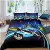 Loussiesd Set con copripiumino a tema sport estremi con motivo con moto motocross 3D, per ragazzi e adolescenti, decorazione per la camera, set da 1 pezzo, per letto singolo