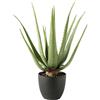 MichaelNoll Pianta artificiale di aloe vera, pianta artificiale, decorazione in vaso nero, molto realistica, verde (45 cm - MN-KP-2218)