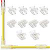 GXAHSOL Set 10 Pezzi Connettori per Strisce LED COB a 2 Pin, 2 Pin 8mm Connettore Angolare, Include 4 Forma a L 4 Centrali e 2 da Nastro a Filo, Senza Saldatura per Luci Non Impermeabili