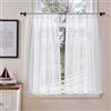 TOPICK Tende da Cucina Velate Brise Bise, Tende Corte Confezione da 2, con Motivo a Spighe di Foglie Bianche 65L x 90H cm con Passante per Bastone, Adatte per Armadio, Finestra, Sotto Lavello