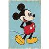 Disney Poster Topolino Retro Blue (61cm x 91,5cm) + 2 aste nere con sospensione