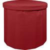 IlGruppone Pouf Contenitore Rotondo Portaoggetti in Ecopelle Poggiapiedi Salotto Sgabello Pouff Camera Design con Coperchio - Bordeaux