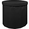 IlGruppone Pouf Contenitore Rotondo Portaoggetti in Ecopelle Poggiapiedi Salotto Sgabello Pouff Camera Design con Coperchio - Nero