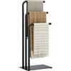 OUTBROS Porta asciugamani, portasciugamani autoportante, porta asciugamani in metallo a 3 livelli per bagno, asciugatura ed esposizione con mensola, porta asciugamani per soggiorno, 40 x 30 x 80 cm