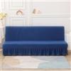 LJQAIZYL Copri Divano Senza Bracciolo Con Gonna A Balze Elasticizzato 2/3/1 Posti Copridivano Letto Pieghevole Copertura per Divano Letto Antigraffio Gatto Fodera per Divano Clic Clac (190-220cm,Blue A)