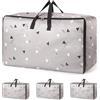 wsryx Set da 4 scatole di stoccaggio grandi e resistenti con coperchi e zip, sacchi per lavanderia, organizer per armadio, scatole per trasloco, organizer per abbigliamento per la casa