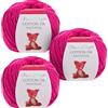 Utopia Crafts Amigurumi, filato di cotone DK per uncinetto e lavoro a maglia, 50% cotone, 50% misto acrilico, 3 confezioni da 50 g (rosa forte)