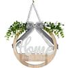 Daleweo Ghirlanda Porta Ingresso Legno Verde Artificiale Ghirlanda Per Porta Diametro 24 Cm Decorazione Porta Ingresso Per Porte D'Ingresso, Soggiorni, Corridoi, Caminetti E Feste