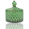 HANFCO 170,1 g Retro Verde Vetro Accessori Bagno Porta Tamponi di Cotone Palline di Lana Q Tips Gioielli Organizzatore Portacandele Barattoli Con Coperchi Toeletta Accessori Trinket Box Decorativo