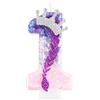 mciskin Kpop Candele di compleanno, viola rosa numero 1 candela per torta, decorazioni per ragazze 1 ° Birtdhay, corona scintillante topper per torta con paillettes per forniture per feste a tema K pop