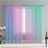 Hiseng 2 Pezzi Tende Voile Trasparente Decorativi Sheer Tenda per Soggiorno Camera Cameretta Balcone Finestra e Interni, Semi Trasparente Tenda Leggera (108x245cm,Colore dell'arcobaleno 5)