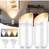 T-SUN Faretto LED da Terra, 6W Lampada da Terra per Interni, Lampadina LED GU10 & Interruttore a Pedale, Cavo da 5,9 Piedi, Faretto Pavimento per Decorare la Casa, Piante, Immagini (2 pezzi, Bianco)