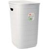 CFadda Stefanplast Portabiancheria Domus, Cesto in Plastica Rigenerata, 50L, Bianco Polvere, con Prese Ergonomiche, Design Moderno, 37x36x56cm, per Bagno e Lavanderia