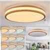 hofstein Plafoniera a LED Sofo, pannello da soffitto in metallo/plastica/bambù bianco/naturale, lampada dimmerabile in design boho (Ø 50 cm), telecomando, CCT regolabile in K, 60 W, 6600 lumen, 3000-6500 K