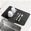 Astralong Tappetino Scolapiatti, 48x35 cm, senza BPA, Antiscivolo Tappetino Silicone con Scanalata, Scarico, Fori Appendere, Gradiente Rialzato, Scolapiatti da Appoggio Lavello, Sgocciolatoio Lavandino Cucina