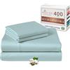 Pizuna Linens Pizuna Set lenzuola letto king size Cotone 160x200 cm Blu 400 fili 4Pz