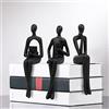 Masvan 3 statue astratte nere per pensatori, decorazioni per la casa, libreria in resina, scultura seduta, accenti moderni da collezione per ufficio, soggiorno, tavolino da caffè, mensole, decorazione (nero)