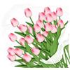Relaxdays Fiori Finti, Mazzo di 24 Tulipani Artificiali, Pianta Decorativa in Plastica, L: 33,5 cm, Centrotavola, Rosa