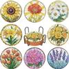 Junhonze 8 Pezzi Diamond Painting Sottobicchieri - Sottobicchieri A Forma Di Fiori Con Diamante - Pittura Fai Da Te Con Diamanti Paesaggistici, Utilizzabile Per Tazze, Bicchieri Da Vino E Vasi