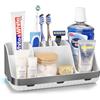 PARKMANI Portaspazzolino per bagno, organizer per spazzolino elettrico e dentifricio, 7 scomparti, organizer per il piano di lavoro del bagno, accessori da bagno per famiglia, bambini (argento