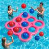 MoKo Set Giochi Acquatici Tic-Tac-Toe per Piscina, Galleggiante Piscina Gonfiabile con 10 Palline, Giochi per Feste in Famiglia Spiaggia Outdoor Adulti Adolescenti Bambini 2-10 Giocatori, Magenta