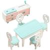 Tesyeux 6 pezzi Bambini Sala da Pranzo in Legno Casa delle Bambole Mobili in Miniatura Tavolo da Pranzo Sedie Armadietto Giocattolo Set Famiglia Fai Finta di Giocare,Tavolo+Sedia+Armadio Cucina e Lavello