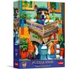Trefl Premium Plus - Pets & People Stuff: Corgi in bagno - 1000 pezzi, serie Motivi senza tempo, pezzi perfettamente incastrabili, per adulti e bambini dai 14 anni in su