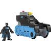 Fisher-Price Imaginext- DC Super Friends Carro Armato Bat-Tech Nero e Azzurro con Missili, Veicolo a Spinta con Personaggio di Batman con Luci, Giocattolo per Bambini 3-8 Anni, GVW26