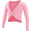 CHICTRY Maglia a Incrocio Bambina per Danza Classica Maglioncino da Balletto Crop Top da Ballo Ginnastica Cotone Maglione da Danza Maniche Lunghe Scaldacuore Ragazza Ballerina Rosa G 15-16 Anni