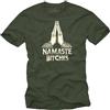 MAKAYA Maglietta Uomo con Mani Buddha e Scritta Namaste Tshirt Spirituale Yoga Meditazione Cotone Idea Regalo per Adulti Ragazzi e Teenager Verde XL