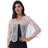 Freebily Coprispalle Donna Cardigan in Pizzo Elegante Giacca con Paillettes Bolero da Cerimonia Matrimonio Top Leggero Orlo Irregolare Abito da Sera Club Cocktail Bianco Taglia Unica