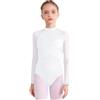 CHICTRY Danza Balletto Leotard per Bambina Body da Ginnastica Artistica Manica Lunga a Rete Tuta Corta Sportiva Costumi per Pattinaggio Ballerina Danza Moterna Bianco D 13-14 anni