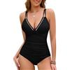 Nadeer Costume Intero Donna Curvy Contenitivo Piscina Sexy Push Up Imbottito Doppie Cinghie Costumi da Bagno Modellante Elegante per Mare(Noir,M)