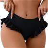 Rayson Slip Bikini da Donna Curvy Estate Semplice Pantaloni da Nuoto con Volant Costume da Bagno per Spiaggia e Piscina(Nero,L)