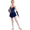 Freebily Abito da Pattinaggio Artistico sul Ghiaccio Bambina Vestito da Ballo Balletto Collo Rotondo Body Danza Classica Ballerina Leotards Vestito Ginnastica con Guanti Rosa Caldo 15-16 Anni