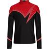 CHICTRY Camicia da Ballo Latino Americano per Bambino con Paillettes Maglietta da Pattinaggio Artistico Vestito da Balletto Valzer Samba Rumba Tango Dancewear Rosso 13-14 Anni