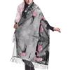 GaJher Paris Street Tour Eiffel Rosa Floreale Cashmere Franges Sciarpa da Donna - Sciarpa Moda Wrap, Collo traspirante, Lunga Coperta Sciarpa per Autunno e Inverno, Nero, Taglia unica, Nero/Bianco, Taglia