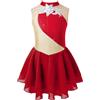 Agoky Vestito da Danza Classica Bambina Strass Abito da Pattinaggio Artistico Leotards Costume da Danza Classica Stage Performance Dancewear Rosso 15-16 Anni