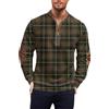 Generic DENGJIAMY Felpa con stampa a maglia da uomo alla moda taglie forti camicia autunnale manica lunga casual pullover tinta unita da uomo felpe con cerniera 1/4 alla moda, Z15 Marrone, 5XL