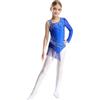 CHICTRY Ragazze Ginnastica Leotards Body da Danza Classica Moderna Senza Manica Body da Pattinaggio Artistico con Nappa Abito da Ballo Latino Jazz Dancewear Blu 13-14 anni