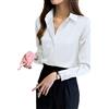 Hinewsa Camicette in Seta da Donna, Camicia Bianca a Maniche Lunghe, Camicetta in Raso di Seta, Camicetta da Ufficio, Top Basic, Camicetta Plus Size, bianco, XL