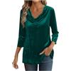 Generic Top in velluto da donna con maniche a 3/4 con collo ad anello eleganti camicette da donna casual eleganti magliette primaverili autunnali camicie a tunica in velluto vintage lavoro ufficio patry tee