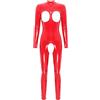 CHICTRY Catsuit da Donna Tuta Intera in Pelle Jumpsuit Wetlook Magliette Maniche Lunghe Slim Fit con Cerniera Ecopelle Verniciata Lucida Clubwear A Rosso M